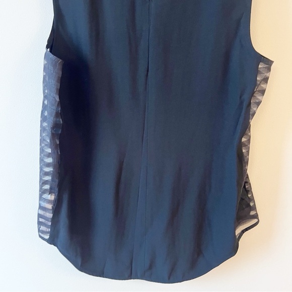 Zara Black Tank top Sheer Striped Side Panels Size Medium NEW $59 Round Neck - Picture 9 of 10
